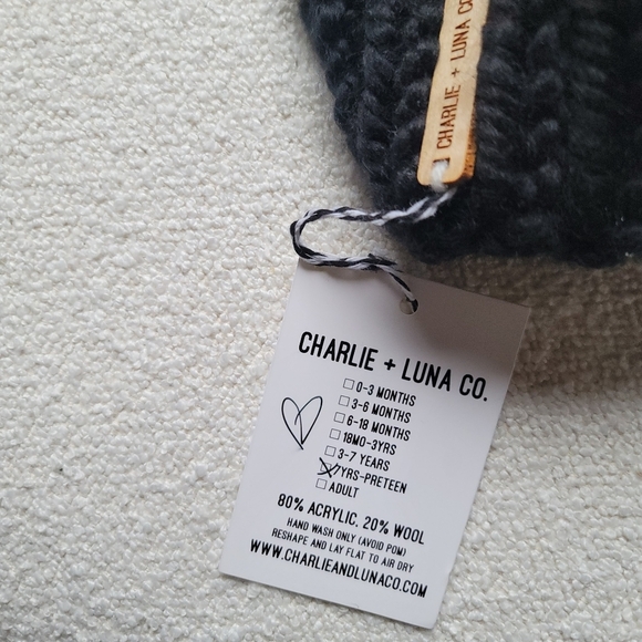 Charlie‎ + Luna, Beanie with Pom, Cream/Black/Green/Purple, Kids- Preteen Size - Picture 3 of 4